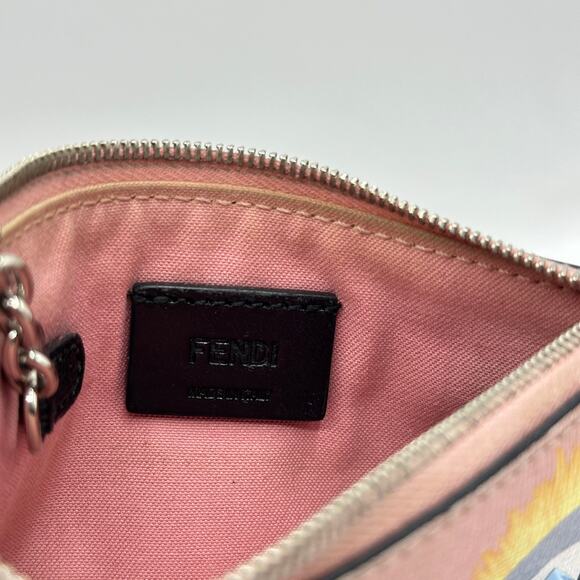 FENDI Vitello Elite Century Hypnoteyes Studded Coin Pouch Key Case Bubblegum - Picture 8 of 10